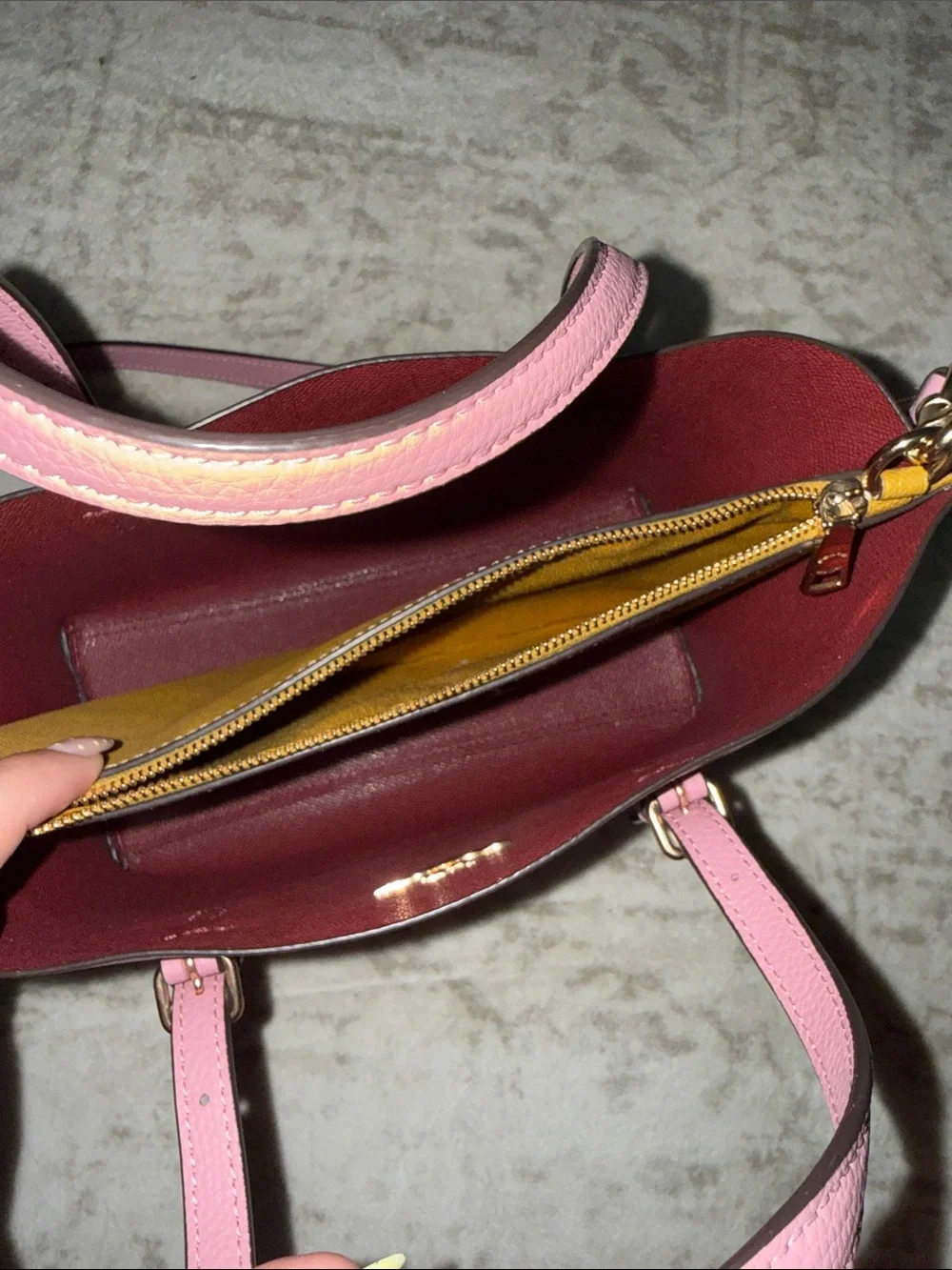 Authentic Coach Mauve Pink Pebbled Leather Satchel with Gold Hardware